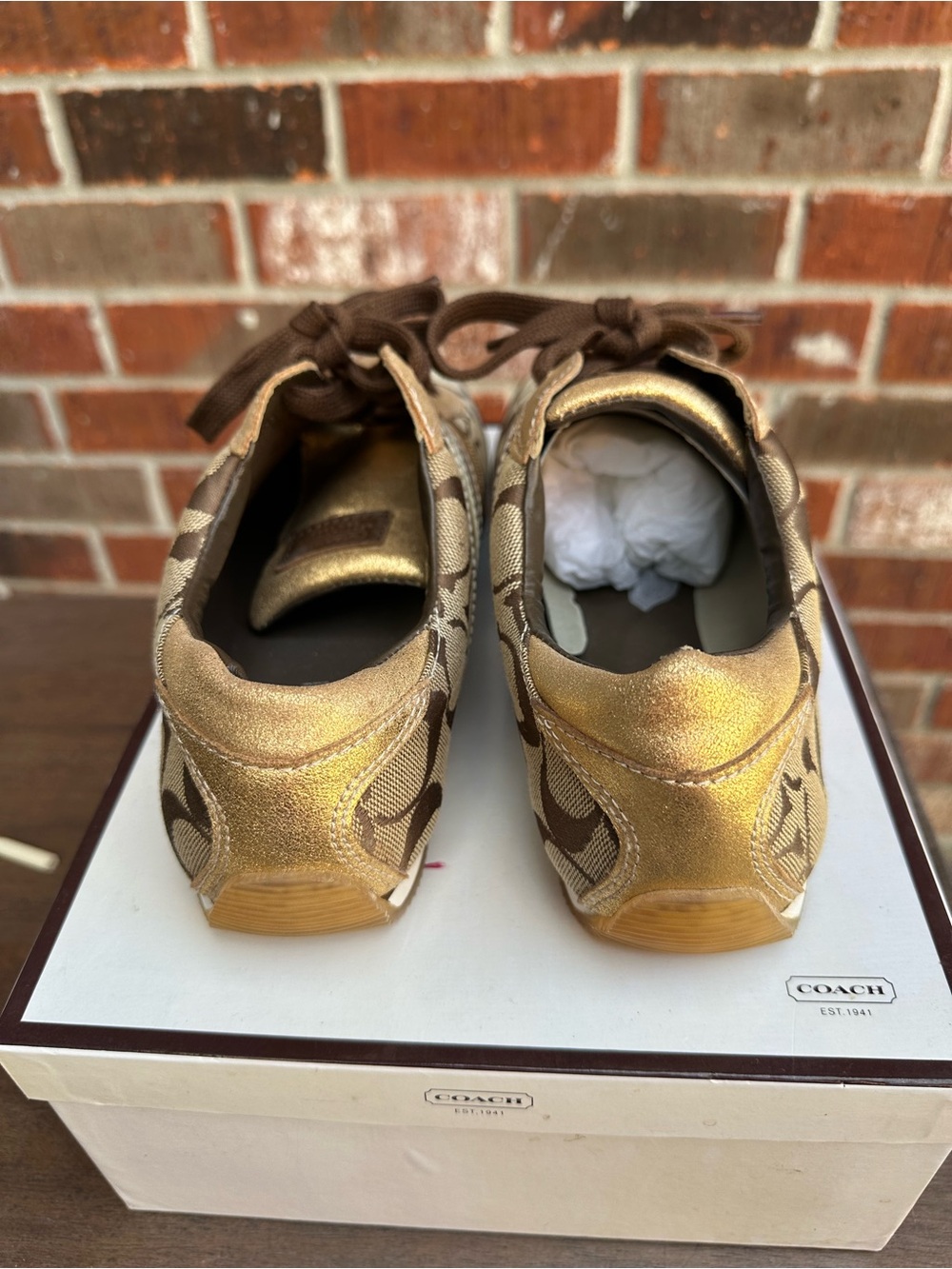 Coach Mable Signature C Gold Metallic Sneakers Size 10M w/ Box - Picture 13 of 16